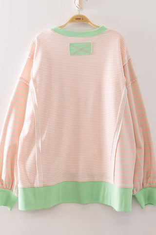 NT12765-Mixed Stripe Contrast Sweatshirt