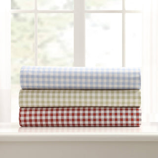 GINGHAM PRT SHEET SET QN RED - Laurel & Mayfair