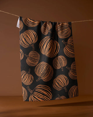 Pumpkin Noir Tea Towel by Geometry