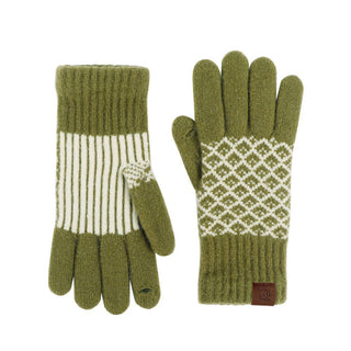 Vintage Jacquard Two Fingers Leaky Knitted Gloves