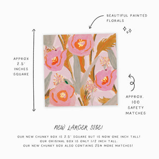 Decorative Matchbox – Painted Pink Florals for Home Decor