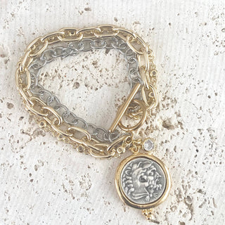 Coin triple bracelet Greek horse coin boutique salon