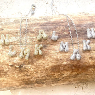 Bubble letter charm necklace crystal  fall Christmas gift