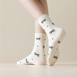 Preppy Bow Print Colored Dots Socks