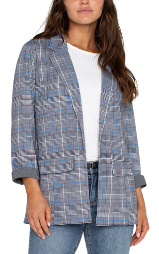 Boyfriend Blazer Blue Topaz Plaid