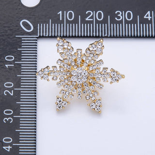Gold 30mm Rhinestone Winter Snowflakes Pin Brooch | BH-052