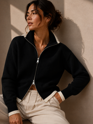 The Reese Zip Knit Sweater - Two Way Zipper Knit Top