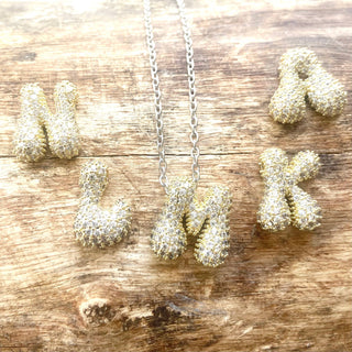Bubble letter charm necklace crystal  fall Christmas gift