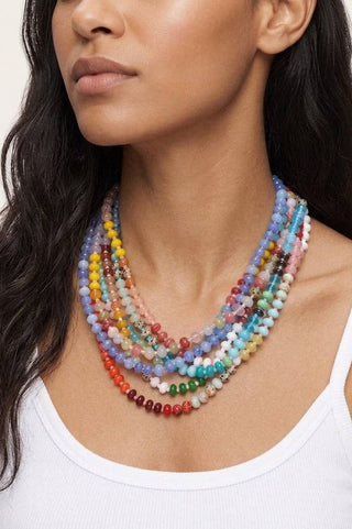 Natural Stone Semi-Precious Glass Mixed Necklace | 40NK9694