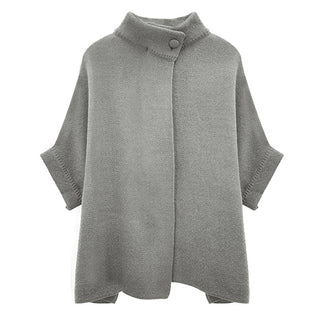 Solid Color Neck Button 3/4 Sleeve Cardigan