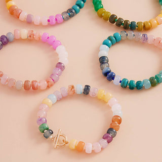 Ombre Flat Round Shaped Beads Stretch Bracelet