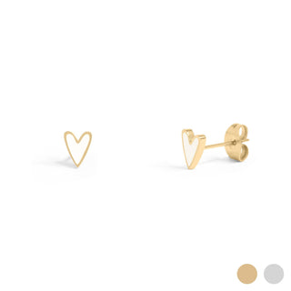 18K Gold PVD Stainless Steel White Heart Stud Earrings