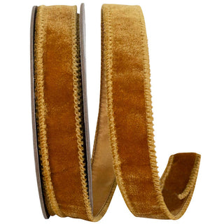 Ribbon -Luxe Plush Velvet Wired, Caramel, 1 In, 10 Yards