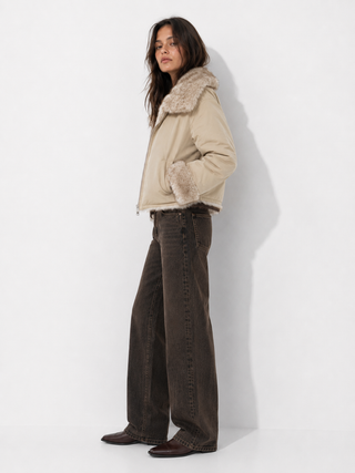 Dumbo Reversible Faux Fur & Leather Bomber Jacket Fur Jacket