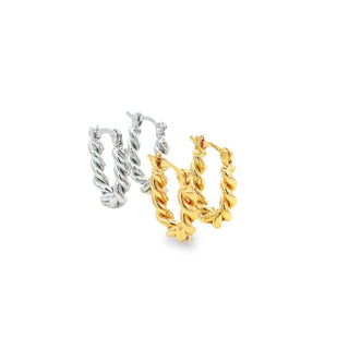 18K Gold Filled Twisted Hoops Lever Back Earrings (L378)