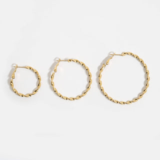 18K Gold PVD Stainless Steel Twist Hoop Earrings