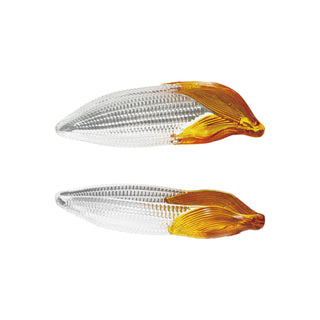 Hand-Painted Corn Shaped Dish Amber Color