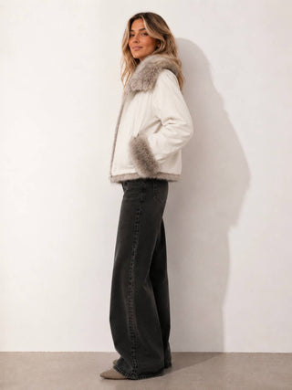 Dumbo Reversible Faux Fur & Leather Bomber Jacket Fur Jacket
