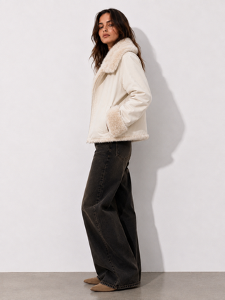 Dumbo Reversible Faux Fur & Leather Bomber Jacket Fur Jacket