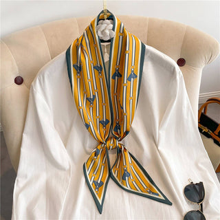 FASHIONABLE DOUBLE-LAYER NARROW SILK HEAD SCARF