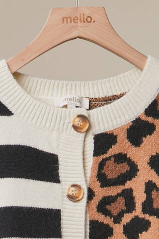 Bold Stripe and Leopard Cardigan