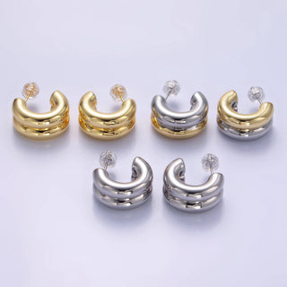 24k Gold Filled Double Band Hoop Earrings