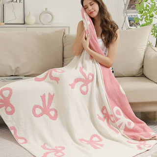 Bow Printed Cozy Soft Throw Blanket