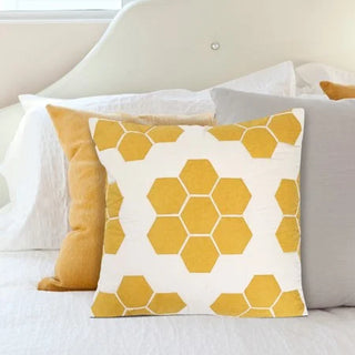 20" Quilted Cotton Pillow w/ Honeycomb Pattern