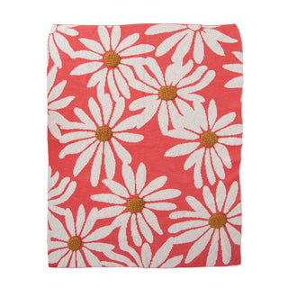 Blanket with Flowers Coral