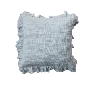 20" Cotton Ruffled Pillow Pale Blue