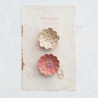 Decorative Stoneware Dish w/ Hand-Painted Dots