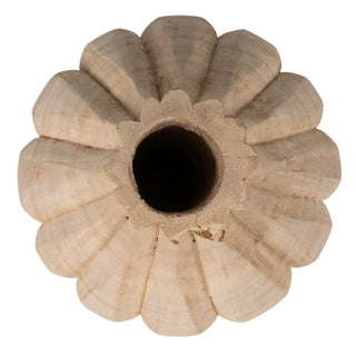 Decorative Carved Paulownia Wood Vase 11.25"