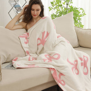 Bow Printed Cozy Soft Throw Blanket