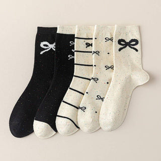 Preppy Bow Print Colored Dots Socks