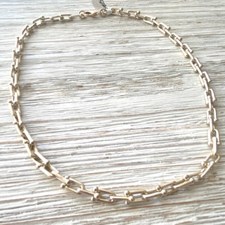 Matte gold u chain layering necklace