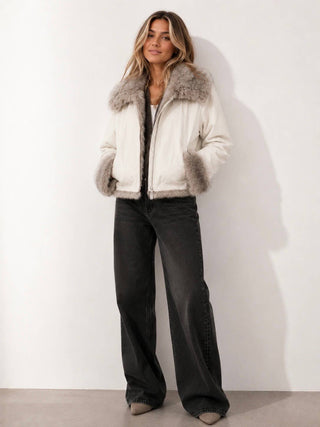Dumbo Reversible Faux Fur & Leather Bomber Jacket Fur Jacket