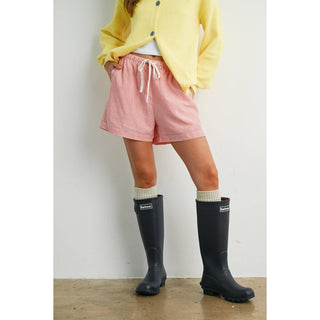 Casual Striped Drawstring Shorts - BMP7940: YELLOW MULTI / M