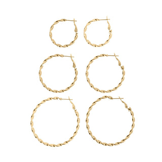 18K Gold PVD Stainless Steel Twist Hoop Earrings