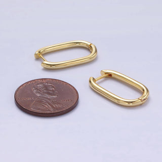 24K Gold Filled 20mm Minimalist Oblong Hoop Earrings | P191