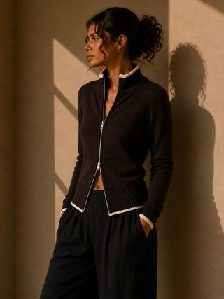 The Reese Zip Knit Sweater - Two Way Zipper Knit Top