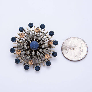 45mm Blue, Black Vintage Antique Sunburst Celestial Brooch Pin | BH-025 BH-026