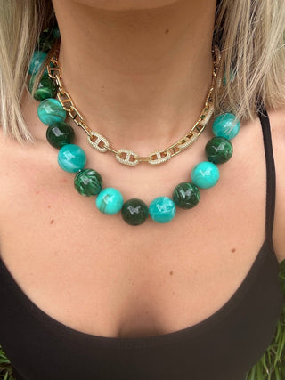 Celia Chunky Beaded Necklace - Pastel