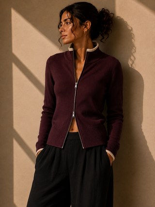 The Reese Zip Knit Sweater - Two Way Zipper Knit Top