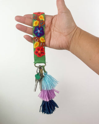 Wild Plum Embroidered Wristlet Keychain Charm