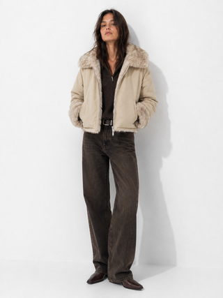 Dumbo Reversible Faux Fur & Leather Bomber Jacket Fur Jacket