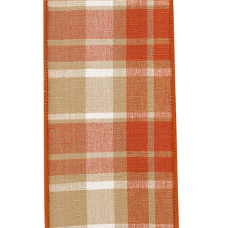 Plaid Canvas Tierra Wired, Burnt Orange, 4 In, 10 Yards