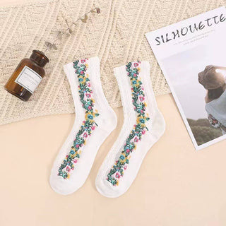 FLORAL KNIT VINTAGE CASUAL SOCKS