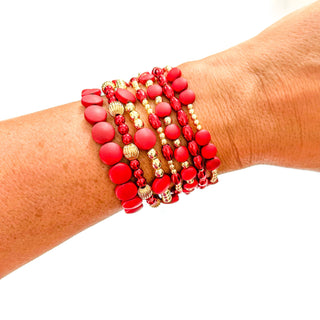 Merry 18K Gold & Enamel Christmas Bracelet: Mini Red paperclip