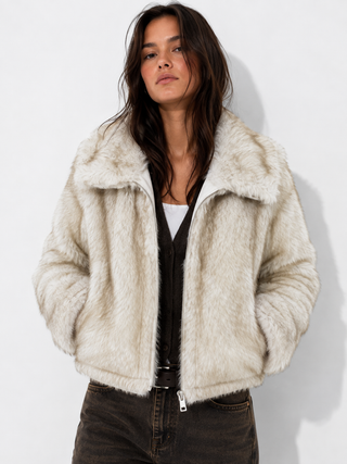 Dumbo Reversible Faux Fur & Leather Bomber Jacket Fur Jacket