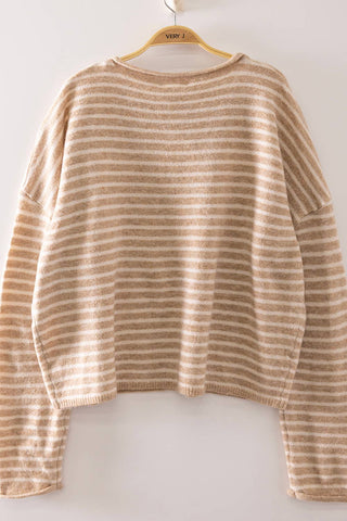Button Down Stripe Sweater